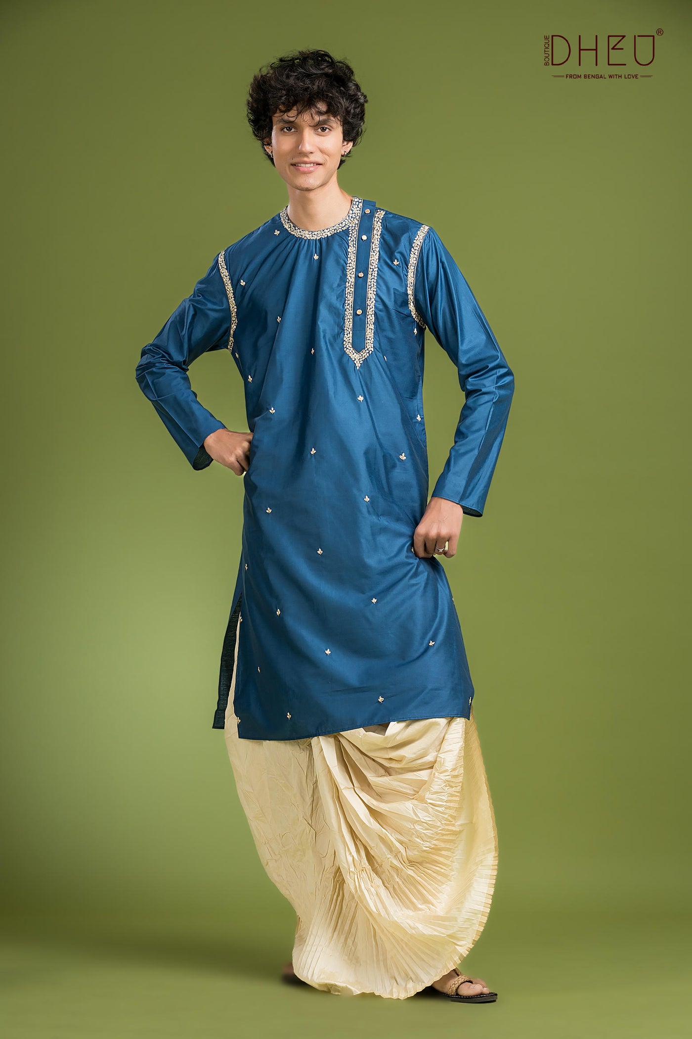 Exclusive Katan Silk Kurta & Dhoti(Optional) Set
