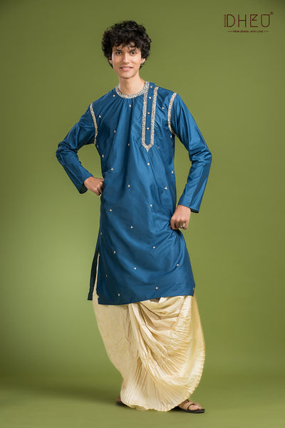 Exclusive Katan Silk Kurta & Dhoti(Optional) Set