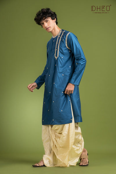 Exclusive Katan Silk Kurta & Dhoti(Optional) Set