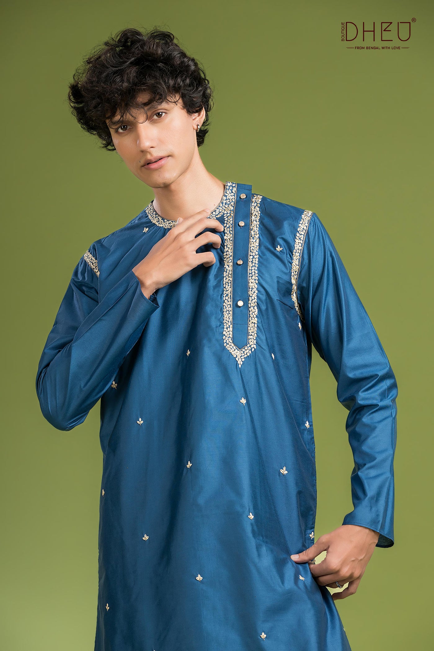 Exclusive Katan Silk Kurta & Dhoti(Optional) Set