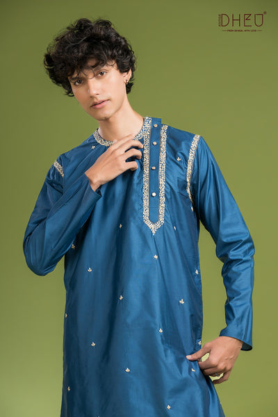 Exclusive Katan Silk Kurta & Dhoti(Optional) Set
