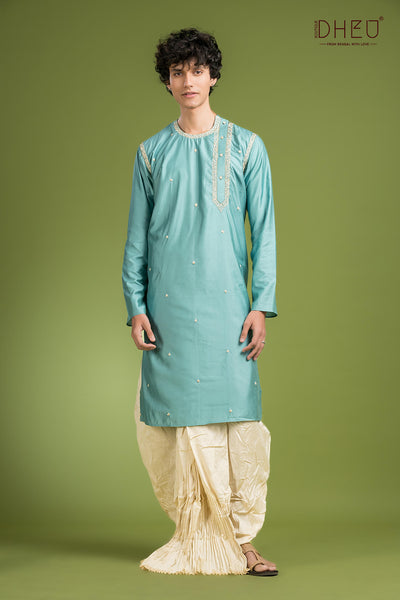 Exclusive Katan Silk Kurta & Dhoti(Optional) Set