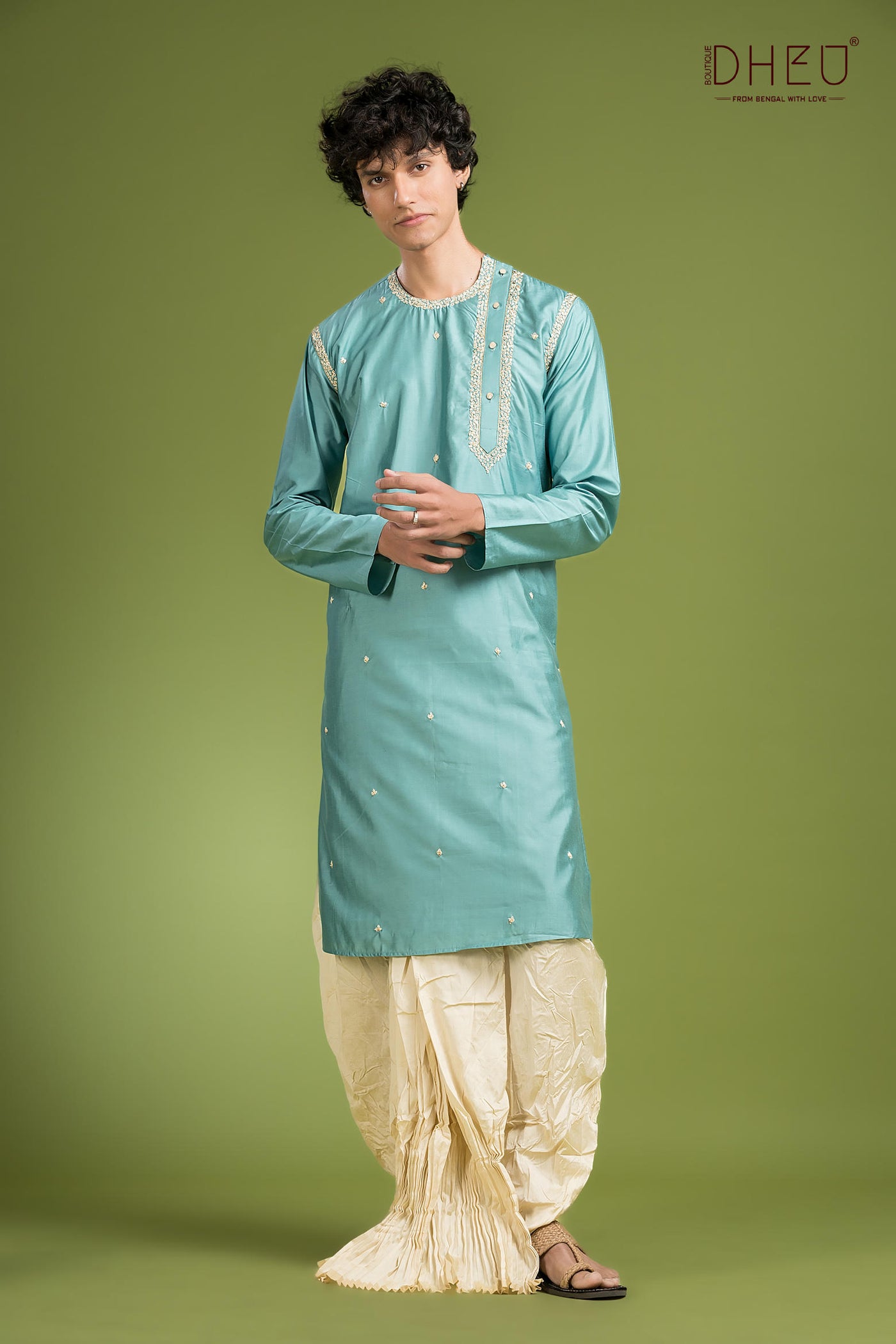 Exclusive Katan Silk Kurta & Dhoti(Optional) Set