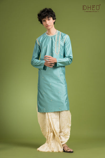 Exclusive Katan Silk Kurta & Dhoti(Optional) Set