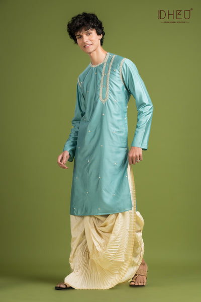 Exclusive Katan Silk Kurta & Dhoti(Optional) Set