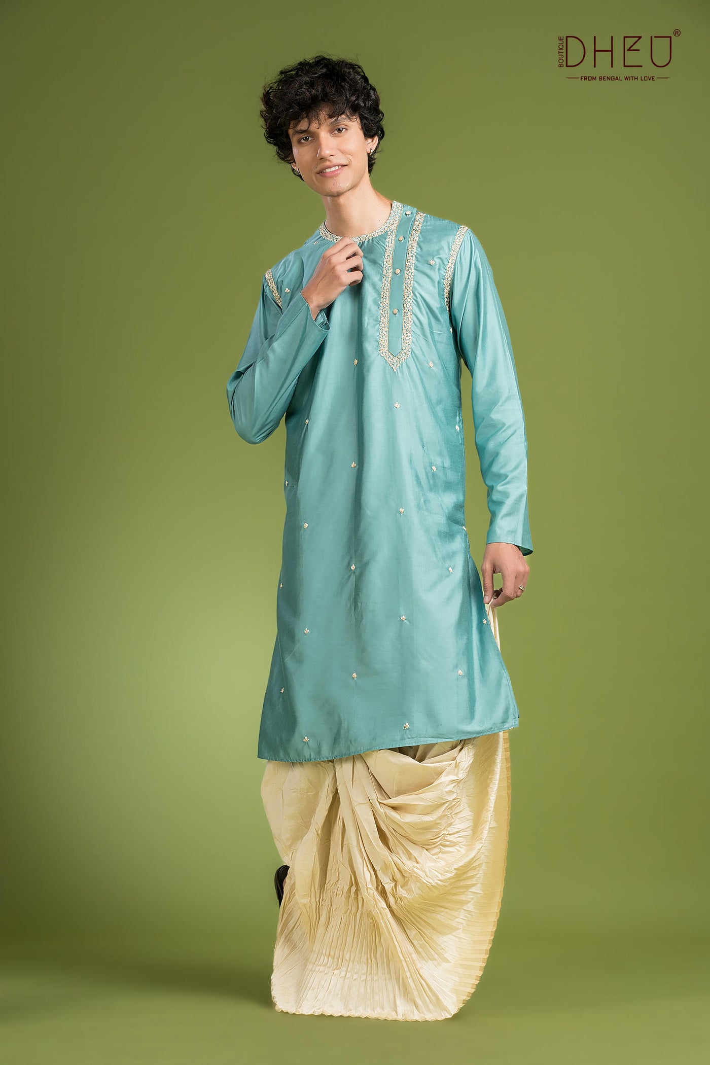 Exclusive Katan Silk Kurta & Dhoti(Optional) Set
