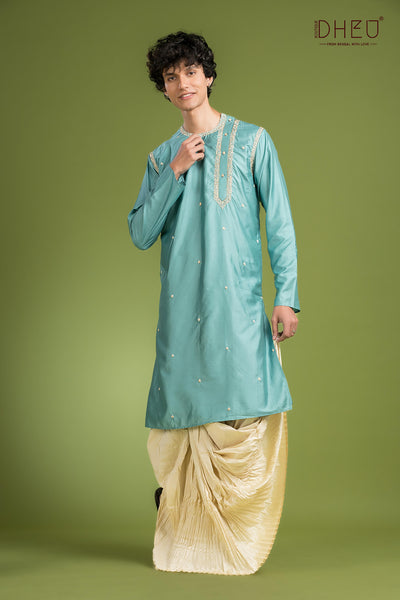 Exclusive Katan Silk Kurta & Dhoti(Optional) Set