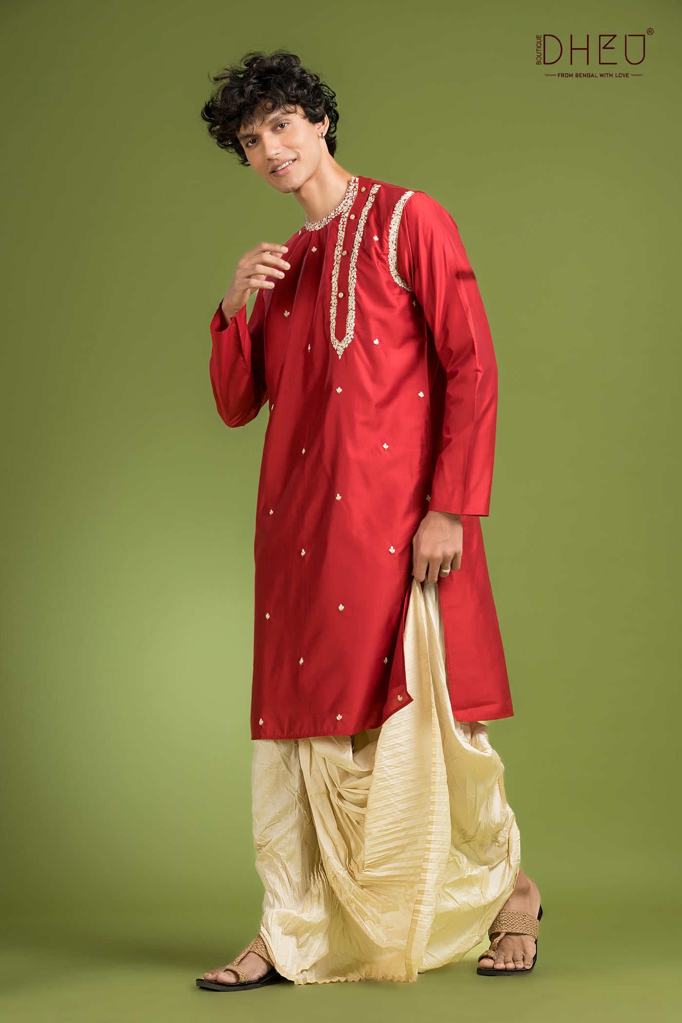Exclusive Katan Silk Kurta & Dhoti(Optional) Set