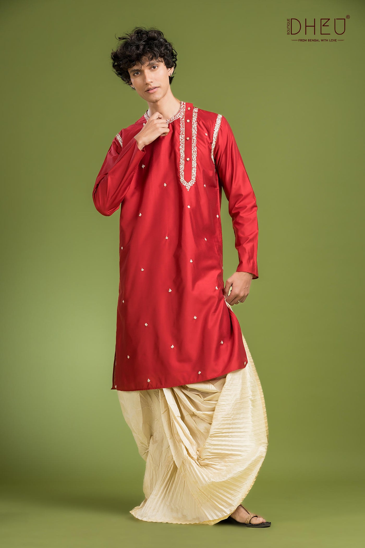 Exclusive Katan Silk Kurta & Dhoti(Optional) Set
