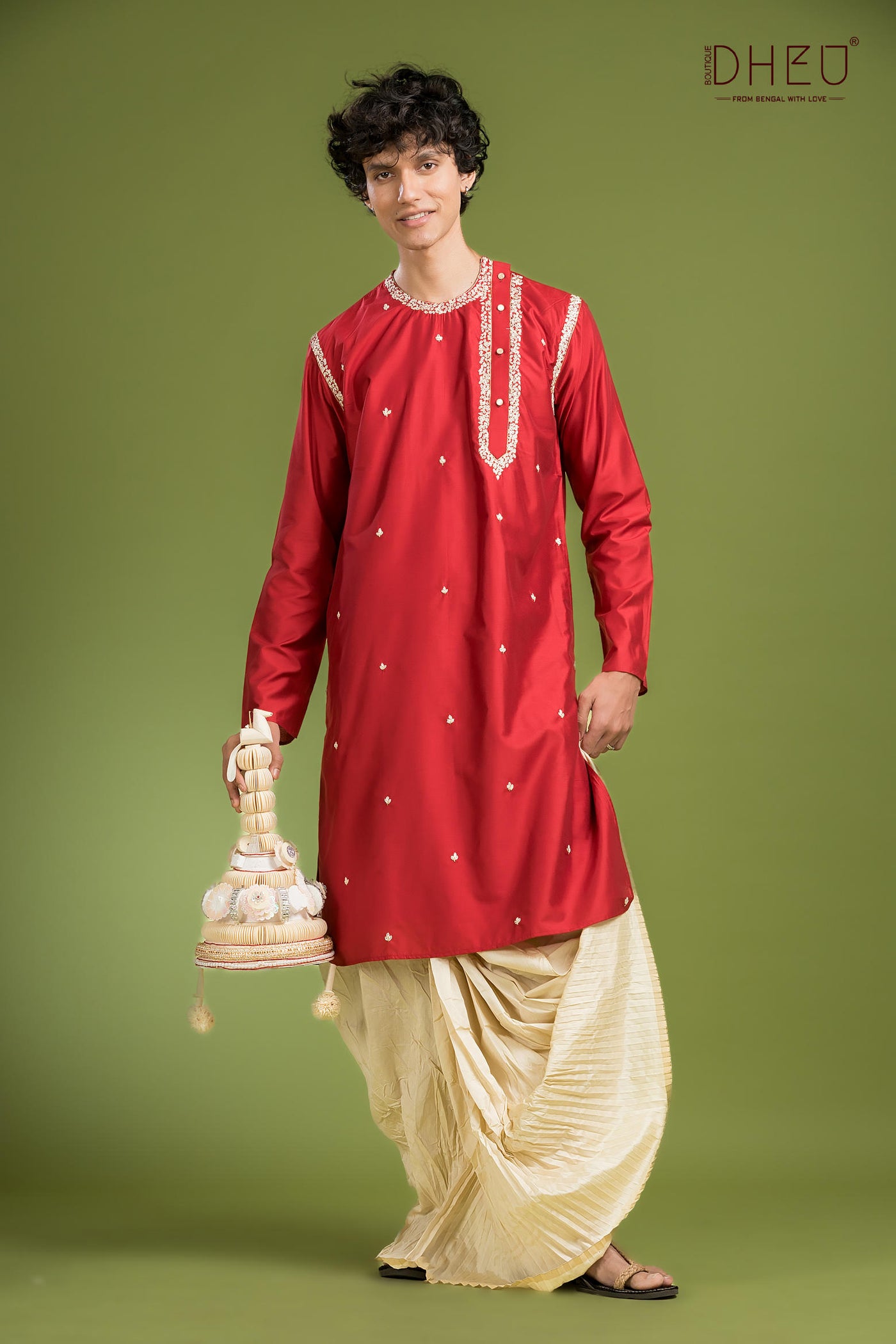 Exclusive Katan Silk Kurta & Dhoti(Optional) Set