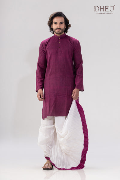 Man in Magenta- Dhoti(optional) Kurta Full Set