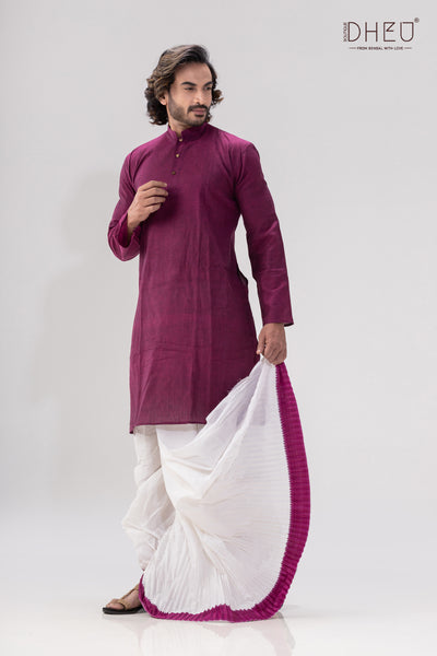 Man in Magenta- Dhoti(optional) Kurta Full Set