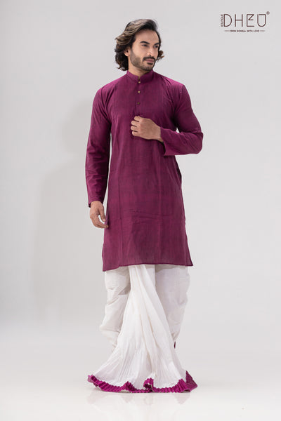 Man in Magenta- Dhoti(optional) Kurta Full Set