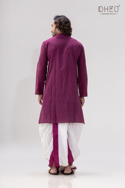 Man in Magenta- Dhoti(optional) Kurta Full Set