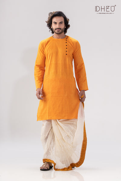 Men in Yellow - Dhoti(optional) Kurta Full Set