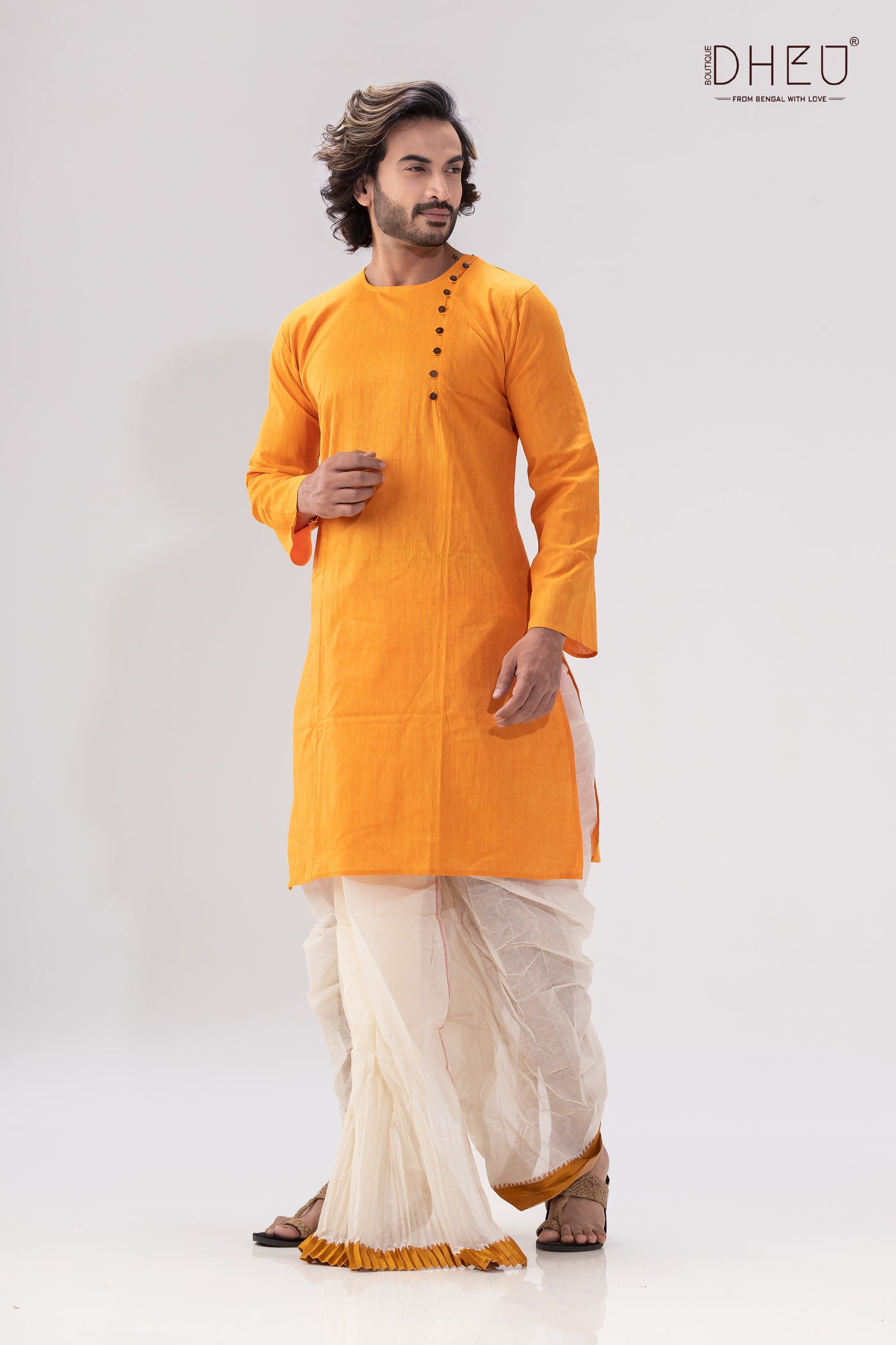 Men in Yellow - Dhoti(optional) Kurta Full Set