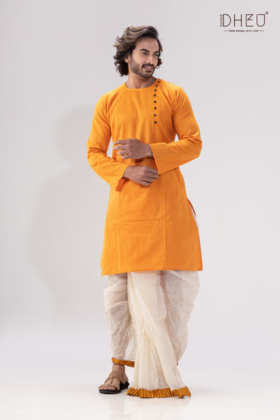 Men in Yellow - Dhoti(optional) Kurta Full Set