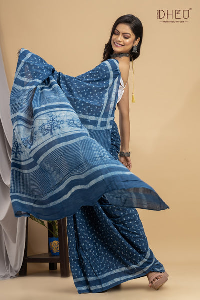 Designer Ajrakh Handloom Saree