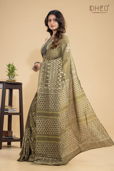 Designer Ajrakh Handloom Saree