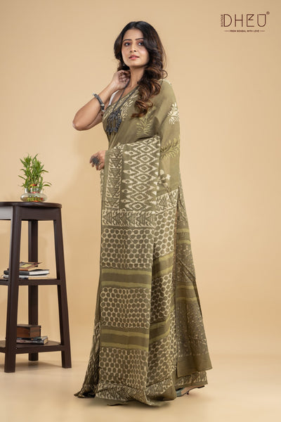 Designer Ajrakh Handloom Saree