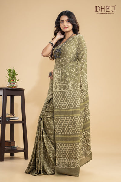 Designer Ajrakh Handloom Saree