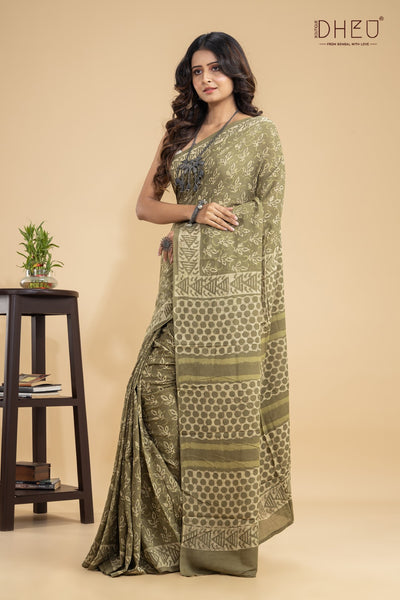 Designer Ajrakh Handloom Saree