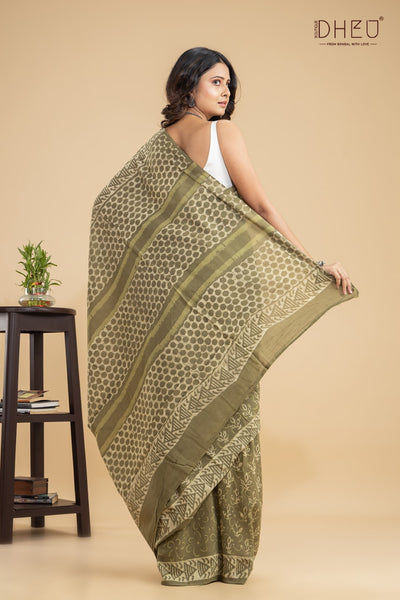Designer Ajrakh Handloom Saree