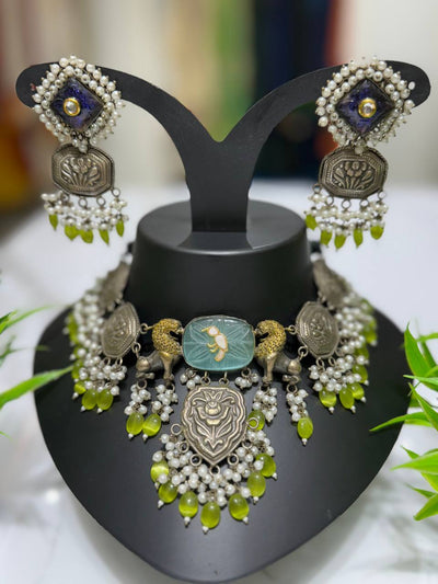 Oxidized German Silver Neckwear Set