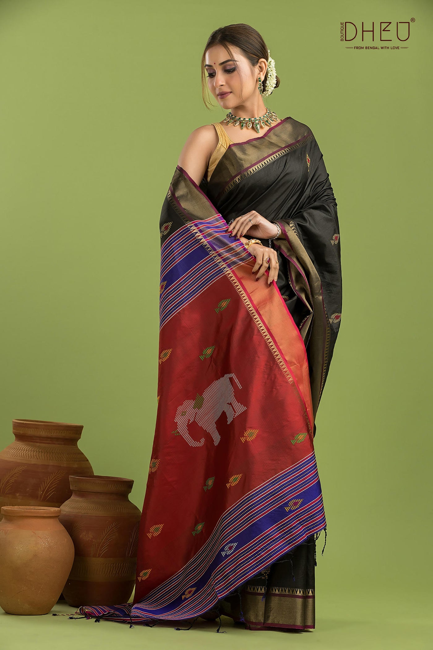 Pure Silk Kalakshetra Saree (Silk Mark Certified)
