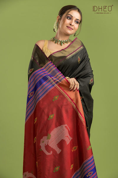 Pure Silk Kalakshetra Saree (Silk Mark Certified)