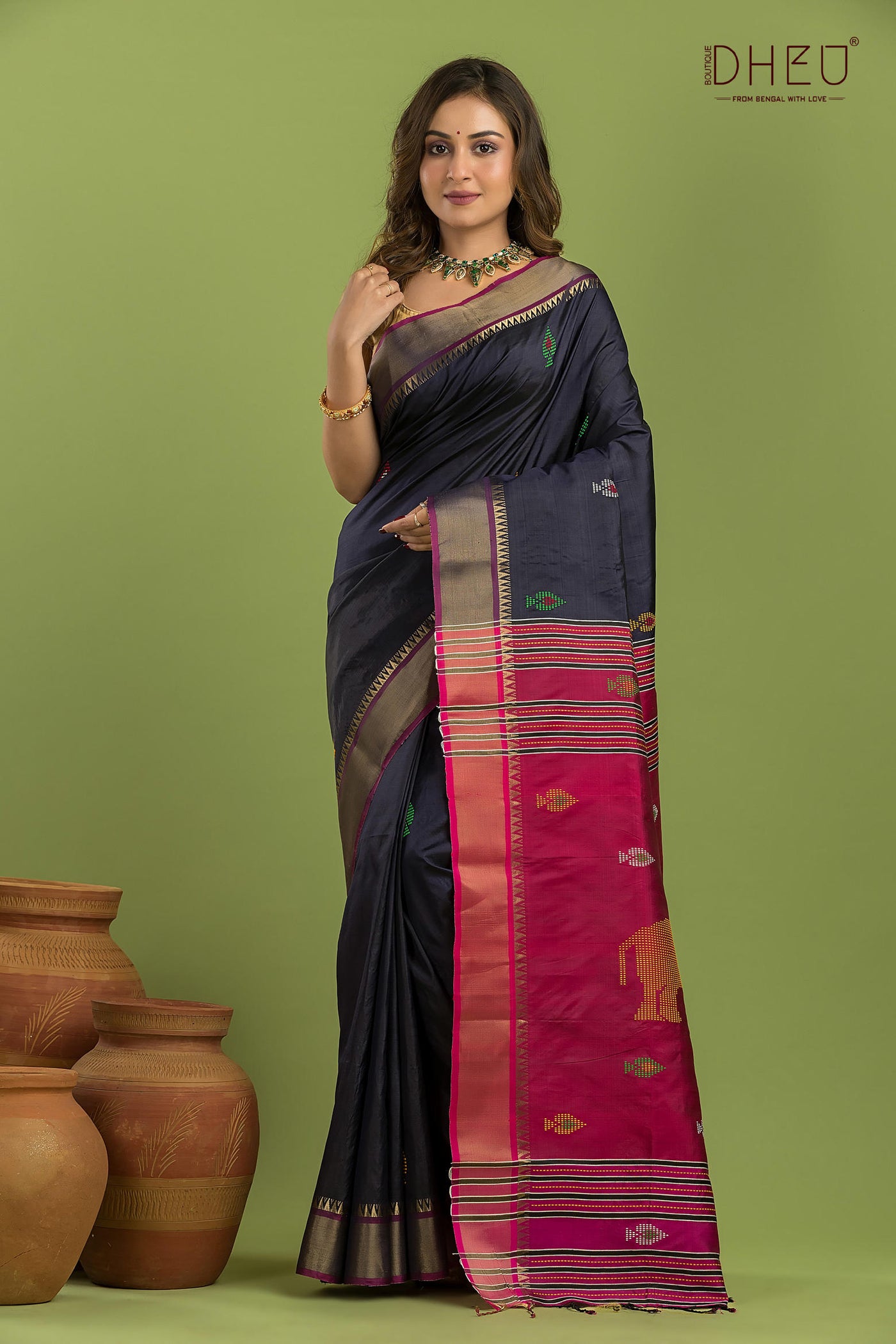 Pure Silk Kalakshetra Saree (Silk Mark Certified)