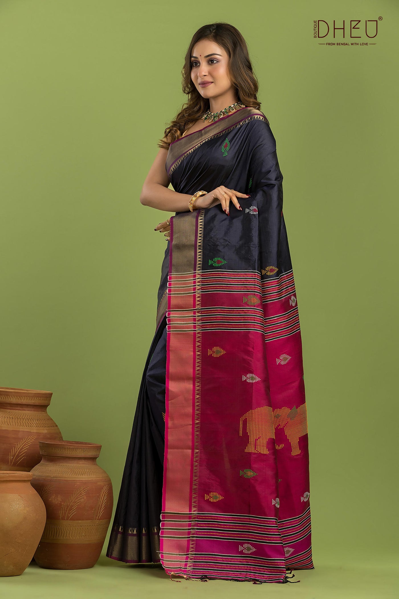 Pure Silk Kalakshetra Saree (Silk Mark Certified)