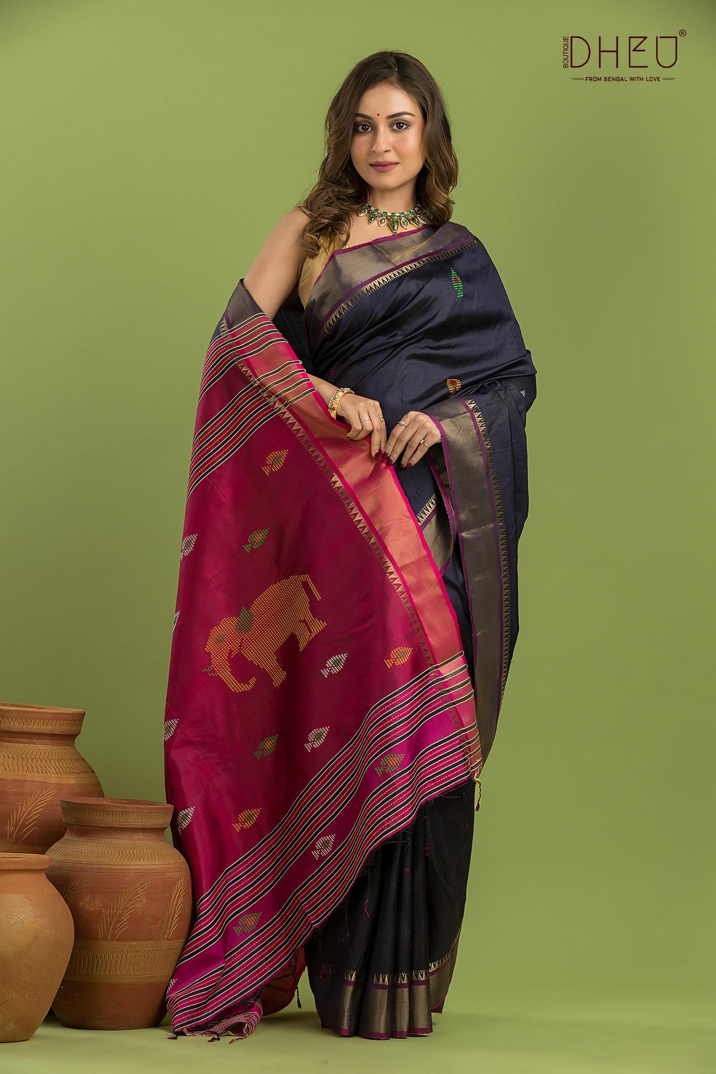 Pure Silk Kalakshetra Saree (Silk Mark Certified)