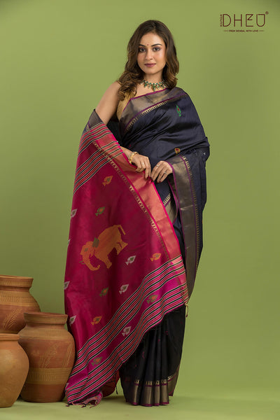 Pure Silk Kalakshetra Saree (Silk Mark Certified)