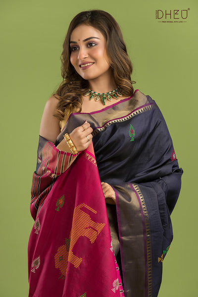 Pure Silk Kalakshetra Saree (Silk Mark Certified)
