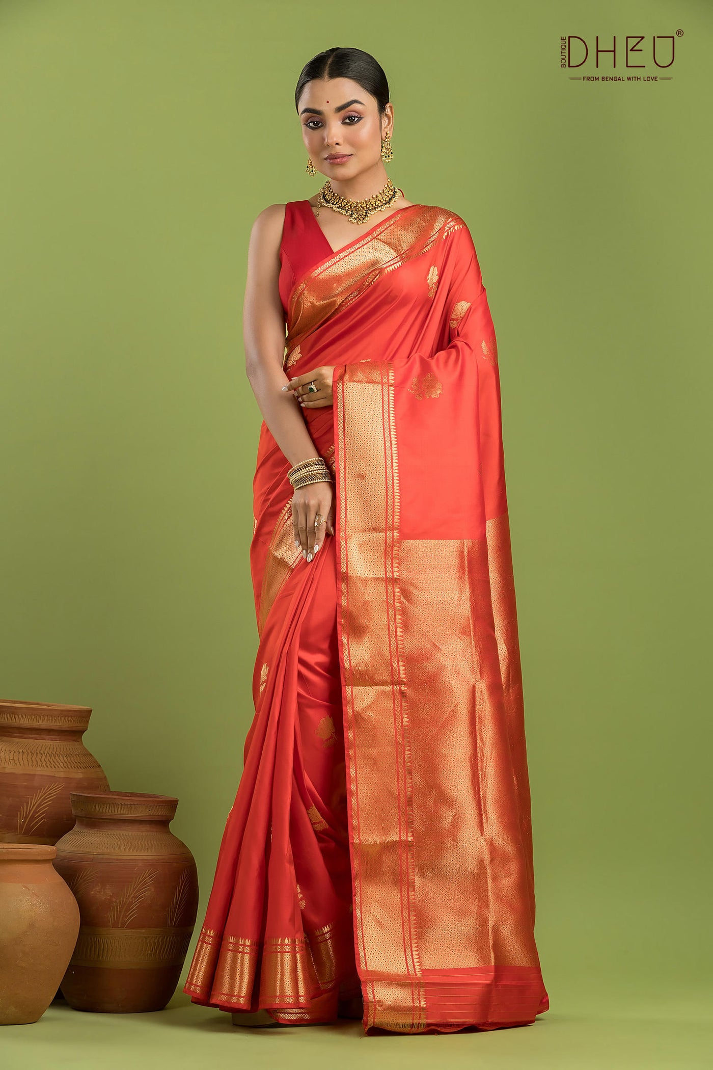 Pure Silk Golap Swarnachari Saree (with silk mark certified)