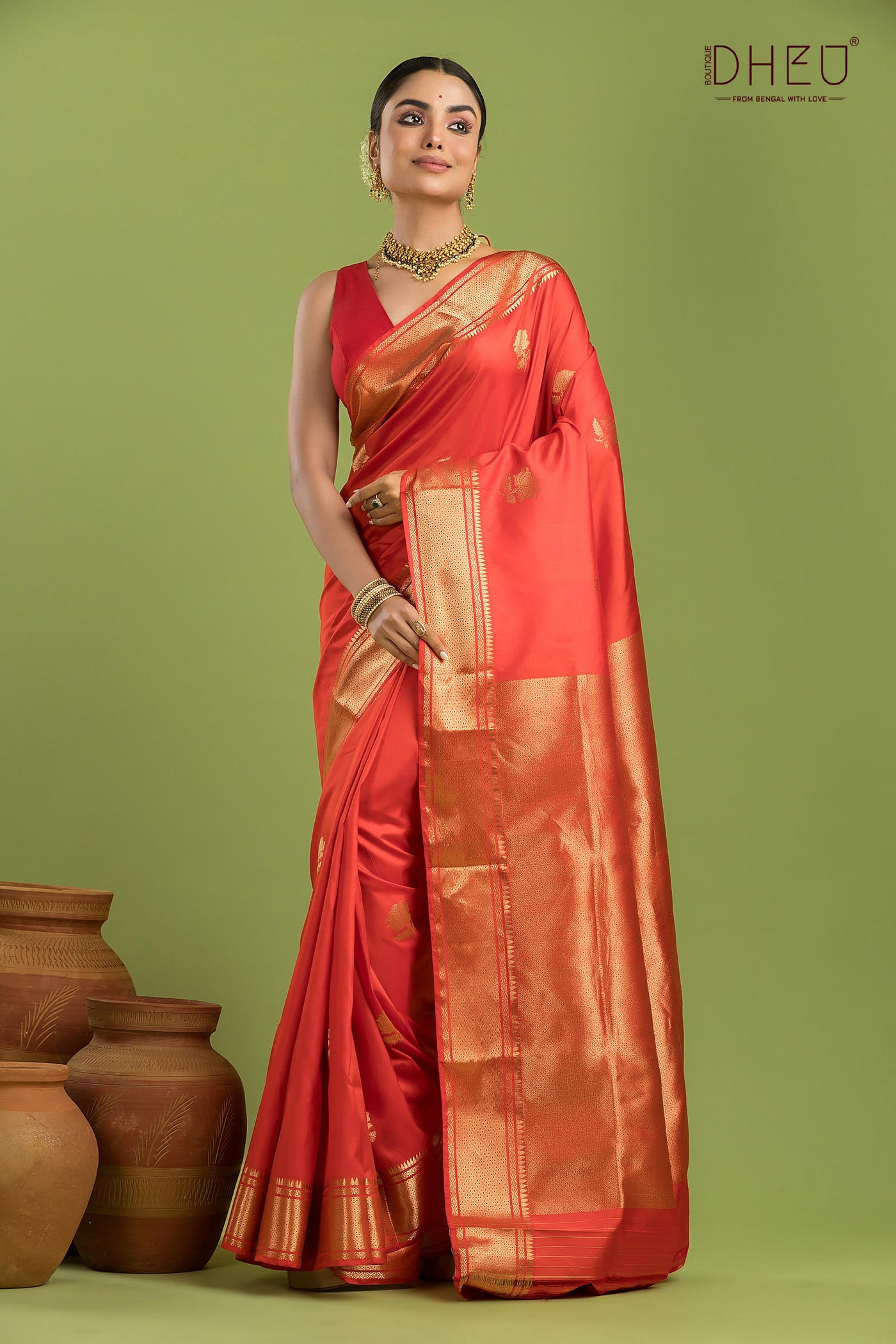Pure Silk Golap Swarnachari Saree (with silk mark certified)