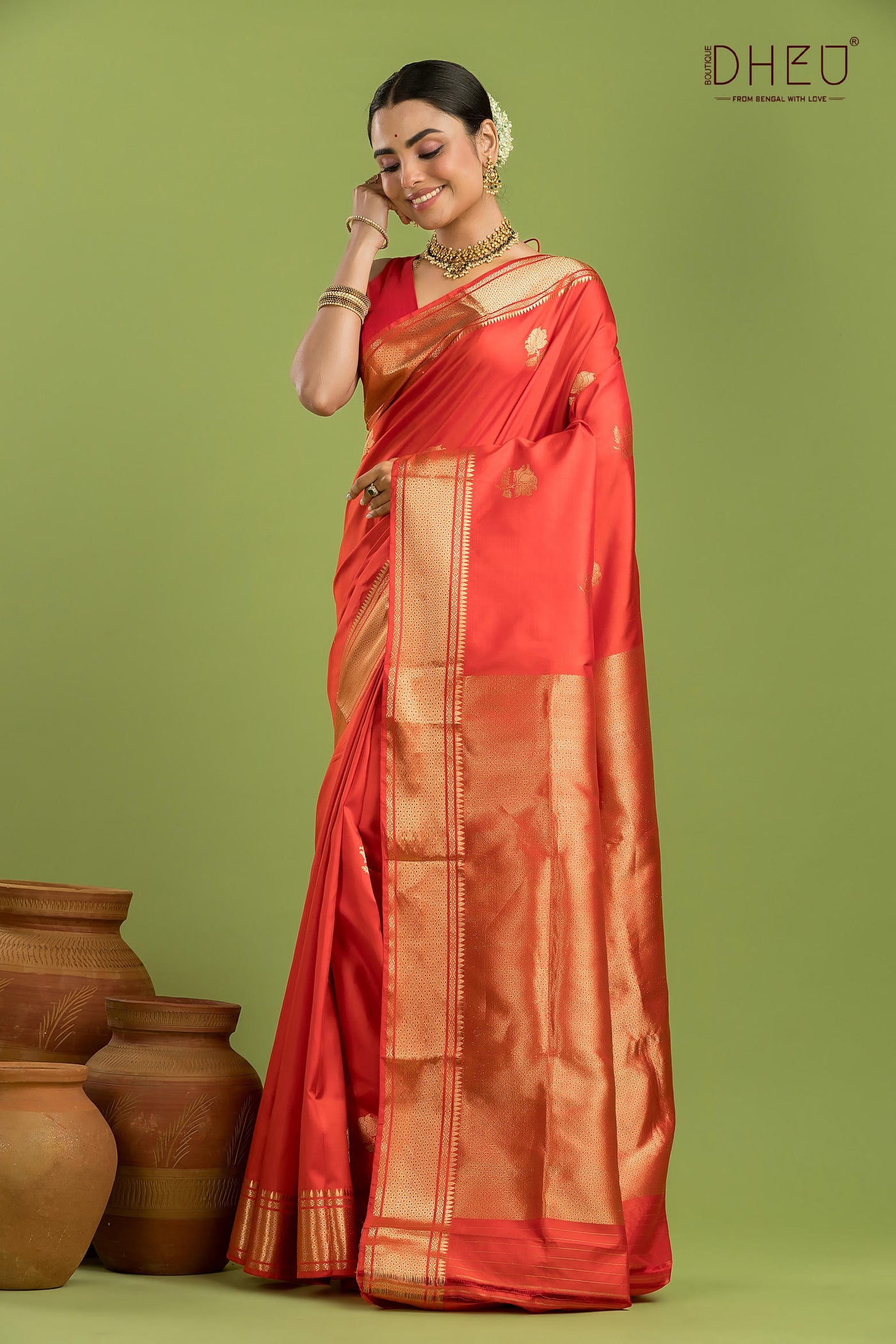 Pure Silk Golap Swarnachari Saree (with silk mark certified)