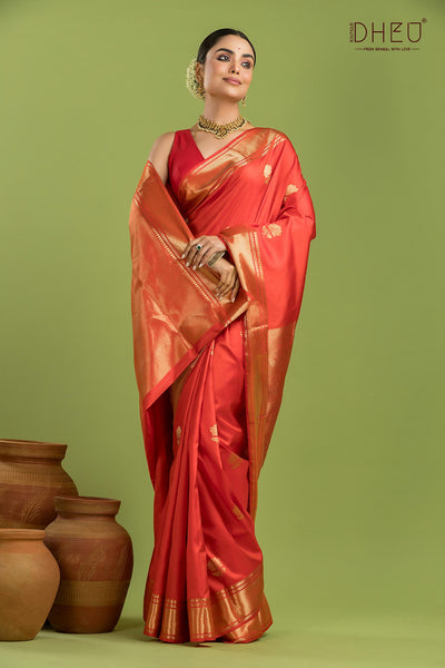 Pure Silk Golap Swarnachari Saree (with silk mark certified)