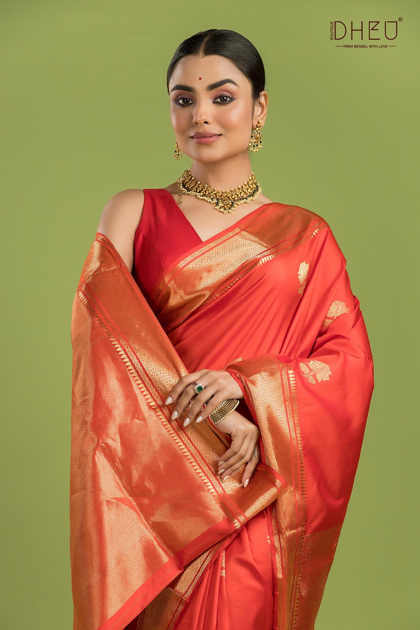 Pure Silk Golap Swarnachari Saree (with silk mark certified)