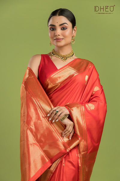 Pure Silk Golap Swarnachari Saree (with silk mark certified)