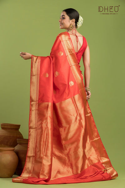 Pure Silk Golap Swarnachari Saree (with silk mark certified)