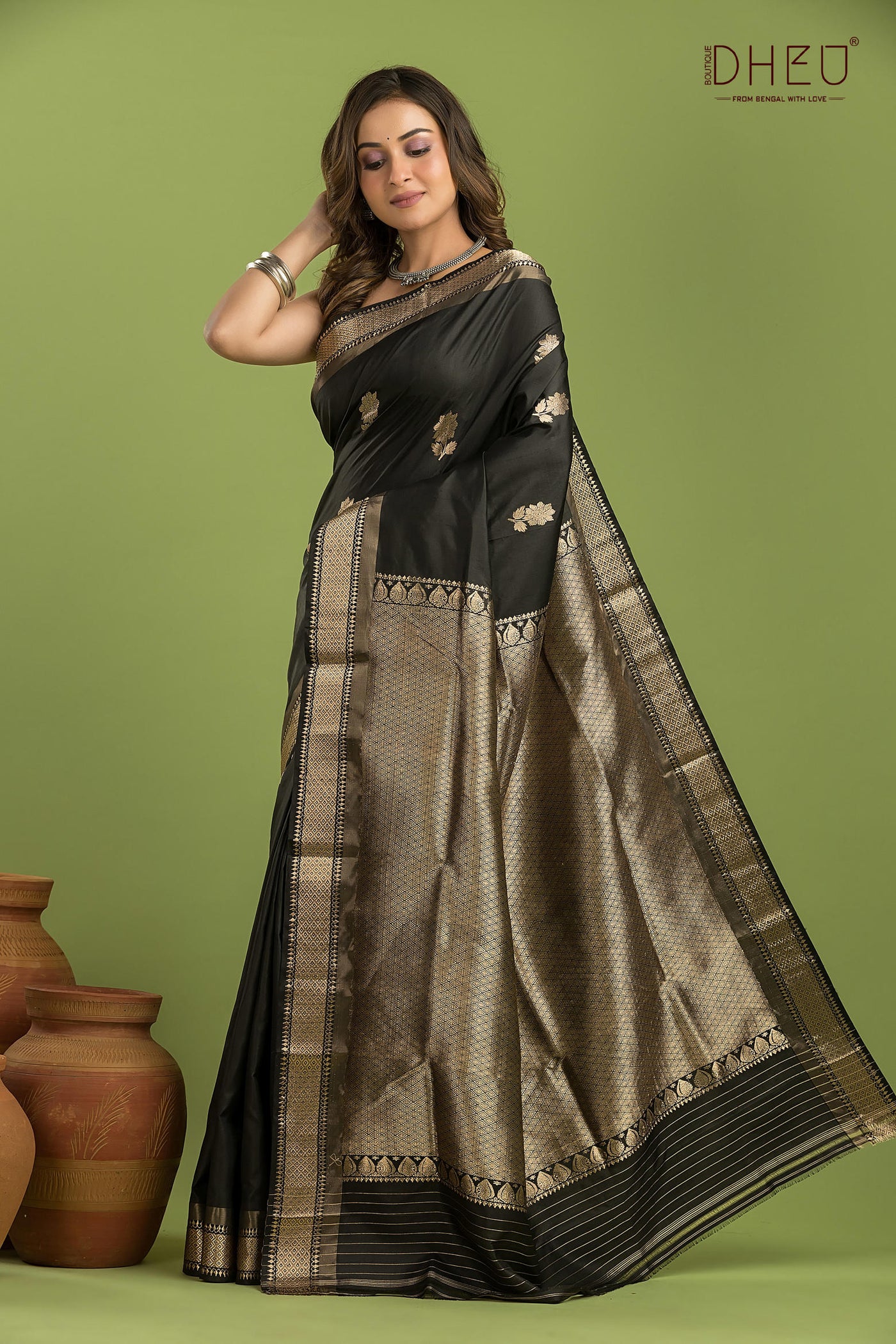 Pure Silk Golap Swarnachari Saree (with silk mark certified)