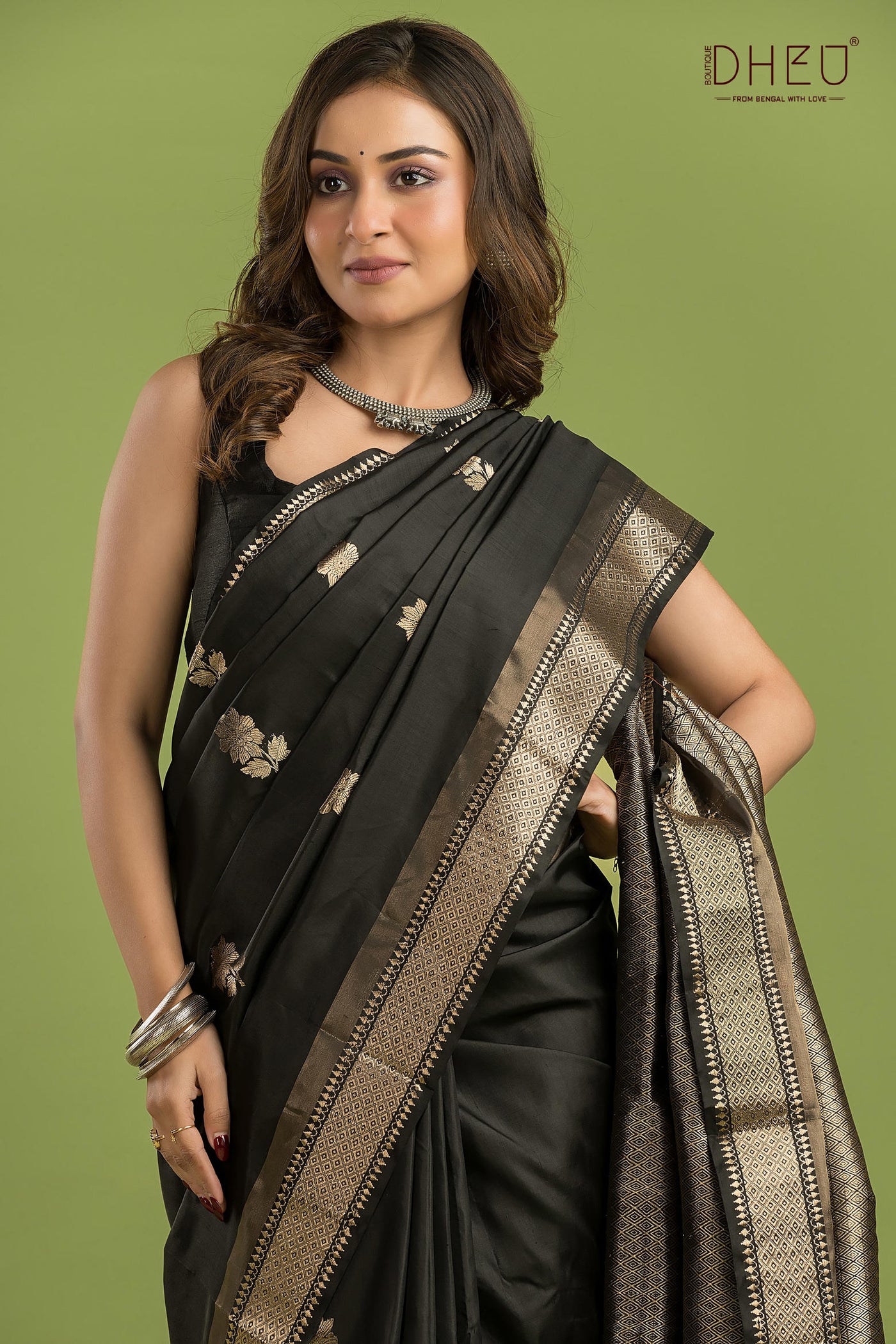 Pure Silk Golap Swarnachari Saree (with silk mark certified)
