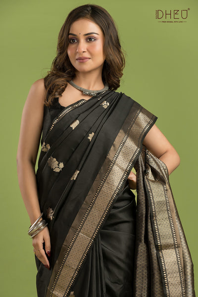 Pure Silk Golap Swarnachari Saree (with silk mark certified)