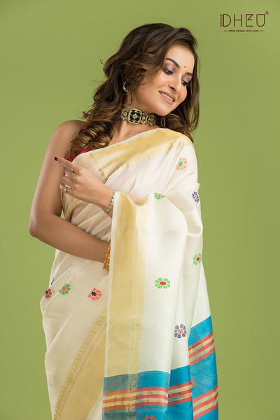 Pure Silk Kalakshetra Saree (Silk Mark Certified)