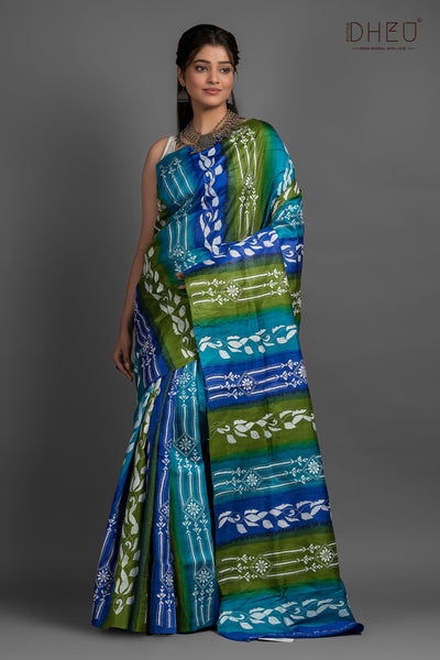 Pure Silk Kantha Stitch Saree (Silk Mark Certified)
