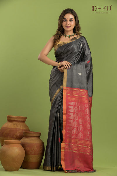 Pure Tussar Silk Buti Saree (Silk Mark Certified)