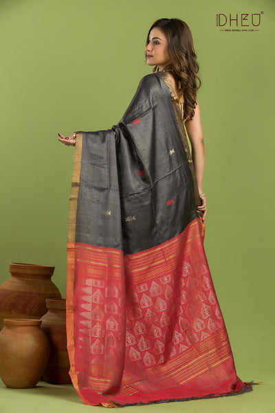 Pure Tussar Silk Buti Saree (Silk Mark Certified)