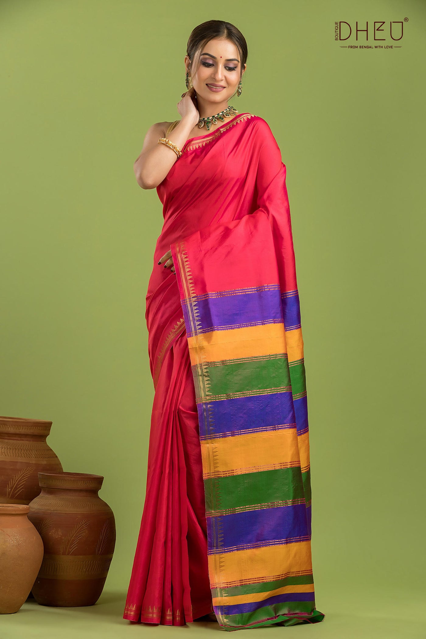 Pure Silk Zari Border Saree (Silk Mark Certified)